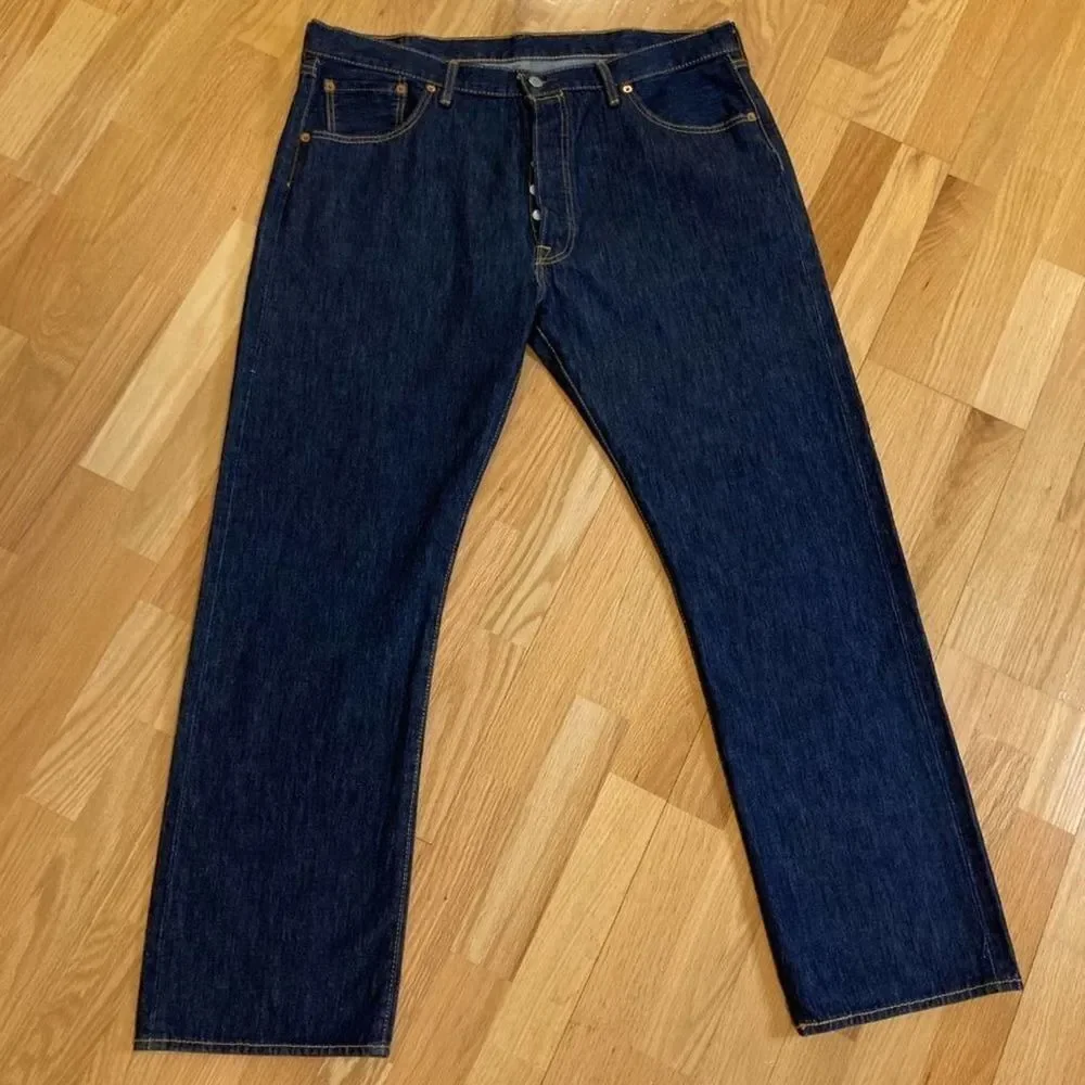 Levis 501 Button Fly Dark Wash Straight Leg Jeans 40x32 NWOT
